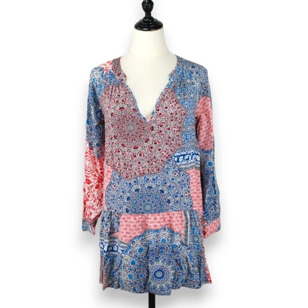 Anthropologie Sanctuary XS Boho Mandala Mini Dress Hi Low Tunic Y2K Festival